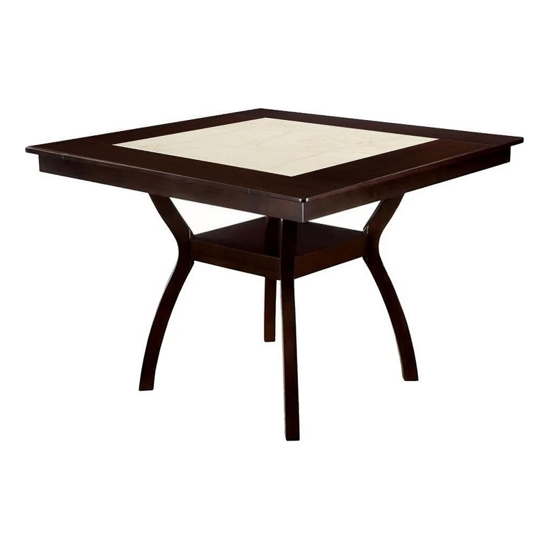 Pemberly Row Square Counter Height Table with Angled Legs in Brown/Cream