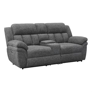 Pemberly Row 86&quot Power Reclining Loveseat with Padded Back in Charcoal Gray