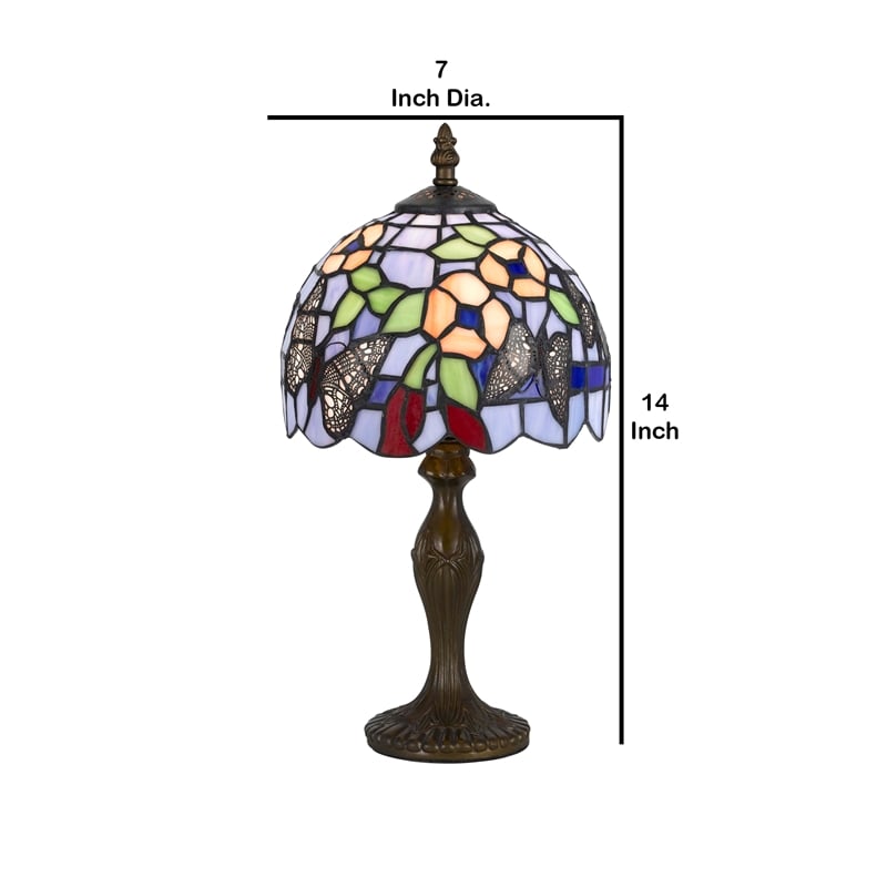 Pemberly Row Metal Table Lamp with Butterfly Design Shade in Multicolor