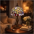 Pemberly Row Metal Table Lamp with Butterfly Design Shade in Multicolor