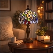 Pemberly Row Metal Table Lamp with Butterfly Design Shade in Multicolor