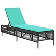 Pemberly Row Extra Long PE Rattan and Steel Patio Sun Lounger Set in Black