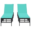 Pemberly Row Extra Long PE Rattan and Steel Patio Sun Lounger Set in Black