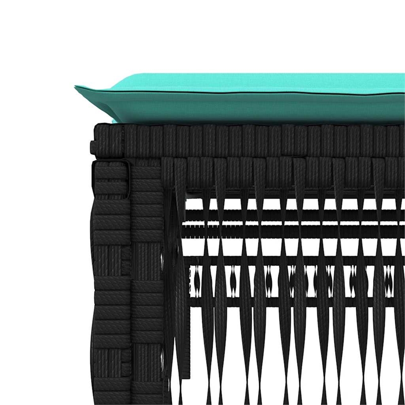 Pemberly Row Extra Long PE Rattan and Steel Patio Sun Lounger Set in Black