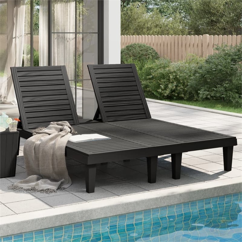 Pemberly Row Double Multi-Position Sun Lounger for 2 People in Black