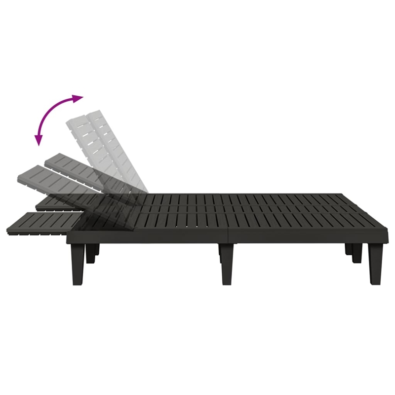 Pemberly Row Double Multi-Position Sun Lounger for 2 People in Black