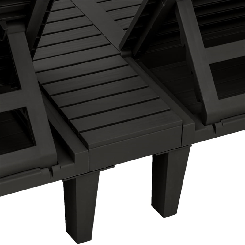 Pemberly Row Double Multi-Position Sun Lounger for 2 People in Black