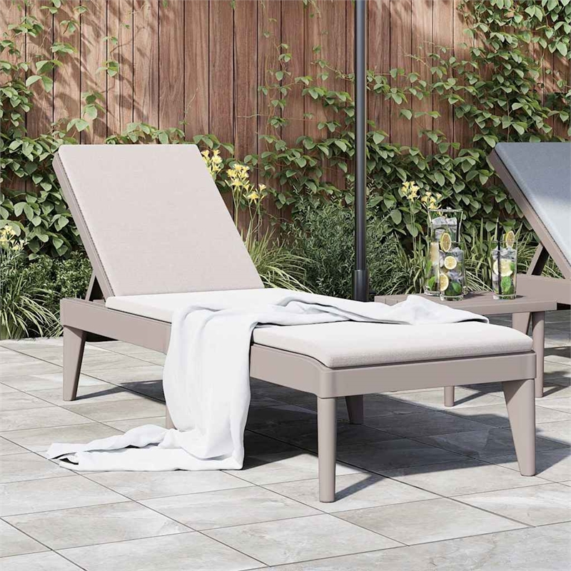 Pemberly Row Single Adjustable Sun Lounger with Armrests in Cappuccino