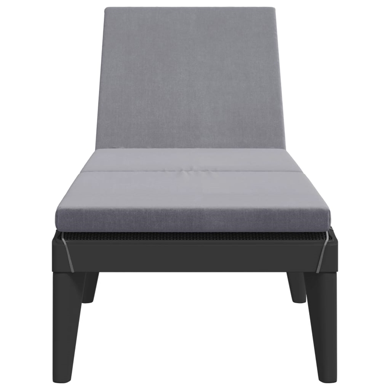 Pemberly Row Polypropylene Sun Lounger with Cushion in Anthracite