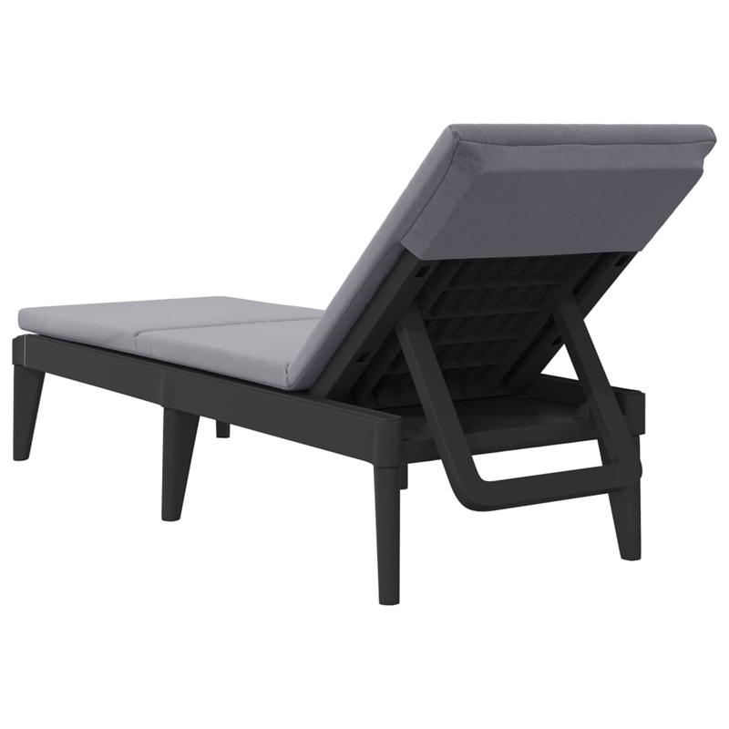 Pemberly Row Polypropylene Sun Lounger with Cushion in Anthracite