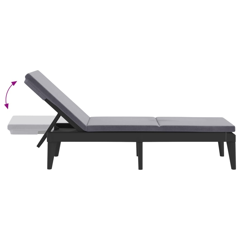 Pemberly Row Polypropylene Sun Lounger with Cushion in Anthracite
