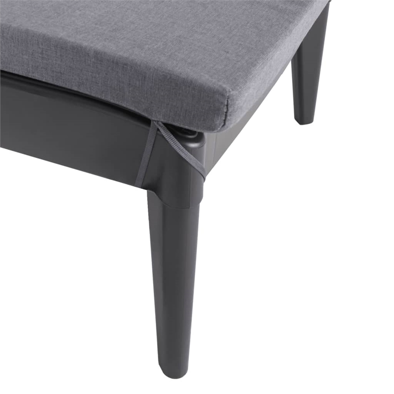 Pemberly Row Polypropylene Sun Lounger with Cushion in Anthracite