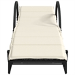 Pemberly Row Large PE Rattan and Steel Sun Lounger Set in Black/Cream White