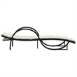 Pemberly Row Large PE Rattan and Steel Sun Lounger Set in Black/Cream White