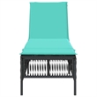 Pemberly Row PE Rattan Adjustable Patio Sun Lounger with Cushion in Black