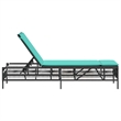 Pemberly Row PE Rattan Adjustable Patio Sun Lounger with Cushion in Black