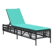 Pemberly Row PE Rattan Adjustable Patio Sun Lounger with Cushion in Black