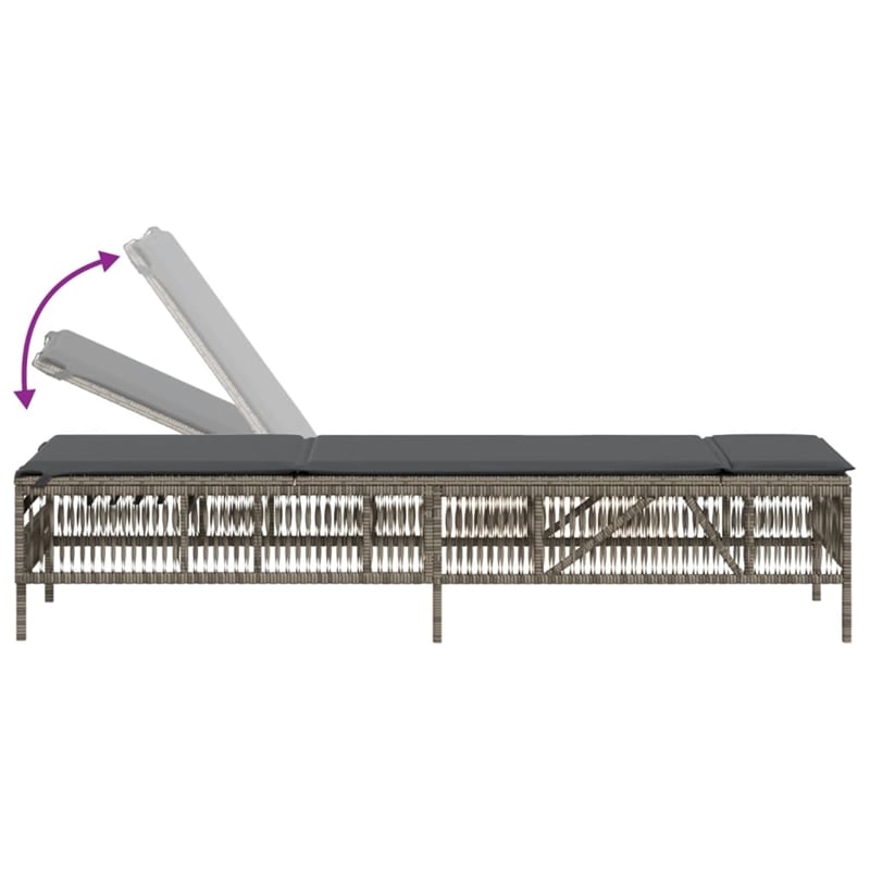 Pemberly Row 3 Piece PE Rattan Sun Lounger Set with Cushions in Gray