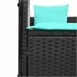Pemberly Row PE Rattan Double Sun Lounger with Canopy and Curtains in Black