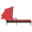 Pemberly Row PE Rattan Patio Sun Lounger with Canopy in Brown