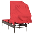 Pemberly Row PE Rattan Patio Sun Lounger with Canopy in Brown