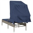 Pemberly Row Patio Sun Lounger with Canopy and Cushion in Gray/Navy Blue