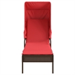 Pemberly Row PE Rattan Sun Lounger with Canopy and Side Table in Brown