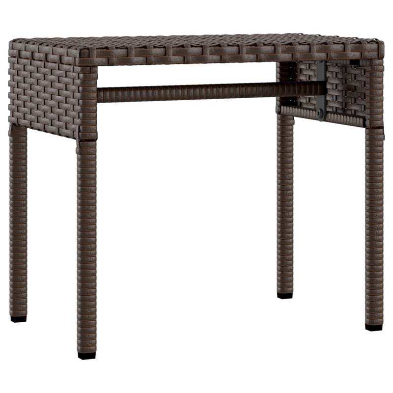 Pemberly Row PE Rattan Sun Lounger with Canopy and Side Table in Brown