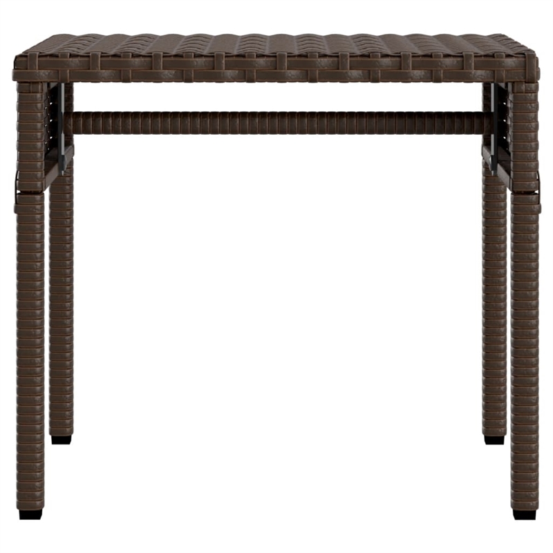 Pemberly Row PE Rattan Sun Lounger with Canopy and Side Table in Brown