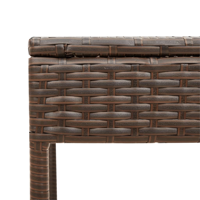 Pemberly Row PE Rattan Sun Lounger with Canopy and Side Table in Brown