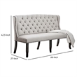 Pemberly Row Tufted Back Long Bench with Nail Head Trim in Ivory