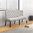 Pemberly Row Tufted Back Long Bench with Nail Head Trim in Ivory