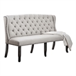 Pemberly Row Tufted Back Long Bench with Nail Head Trim in Ivory