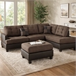 Pemberly Row 3 Piece Sectional Set with Ottoman in Chocolate Brown