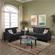 Pemberly Row Linen Fabric 2 Piece Sofa Set with Accent Pillows in Gray