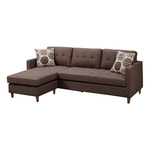Pemberly Row 2 Piece Reversible Sectional with Accent Pillows in Brown
