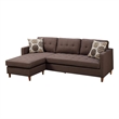 Pemberly Row 2 Piece Reversible Sectional with Accent Pillows in Brown