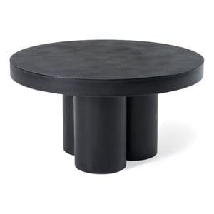 Pemberly Row 30&quot Round Concrete Coffee Table with 3 Leg Base in Black