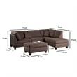 Pemberly Row Linen Fabric 3 Piece Sectional with Ottoman in Chocolate Brown