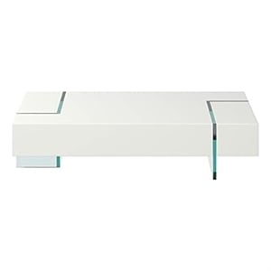 Pemberly Row 53&quot Tall Coffee Table with Tempered Glass Legs in White