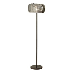 Pemberly Row 61&quot Crystal Glass Floor Lamp with Drum Shade in Black Nickel