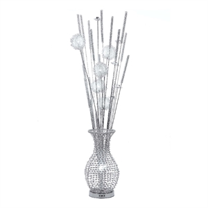 Pemberly Row 63&quot Floor Vase Lamp with Flower Design and Wire Base in Chrome