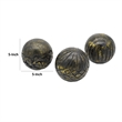 Pemberly Row Set of 3 Carved Mango Wood Round Balls in Black and Yellow