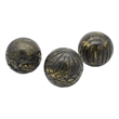 Pemberly Row Set of 3 Carved Mango Wood Round Balls in Black and Yellow