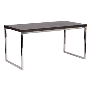 Pemberly Row 59&quot Office Desk in Espresso Brown Wood and Steel