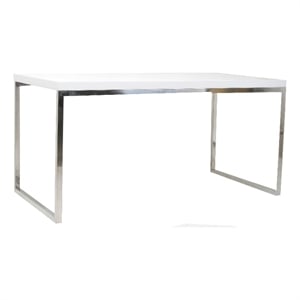 Pemberly Row 59&quot Office Desk in White Finish and Steel Frame