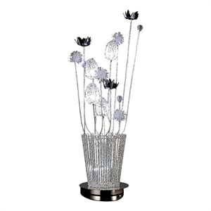 Pemberly Row 26&quot Accent Table Lamp with Flower Vase Design in Chrome Metal