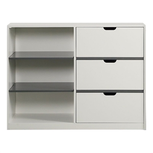 Pemberly Row 47&quot Accent Cabinet with 3 Drawers and 3 Open Shelves in White