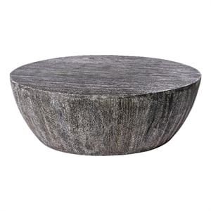 Pemberly Row 36&quot Farmhouse Mango Wood Coffee Table in Round Shape