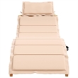 Pemberly Row Foldable Solid Acacia Wood Sun Lounger Set of 2 in Beige